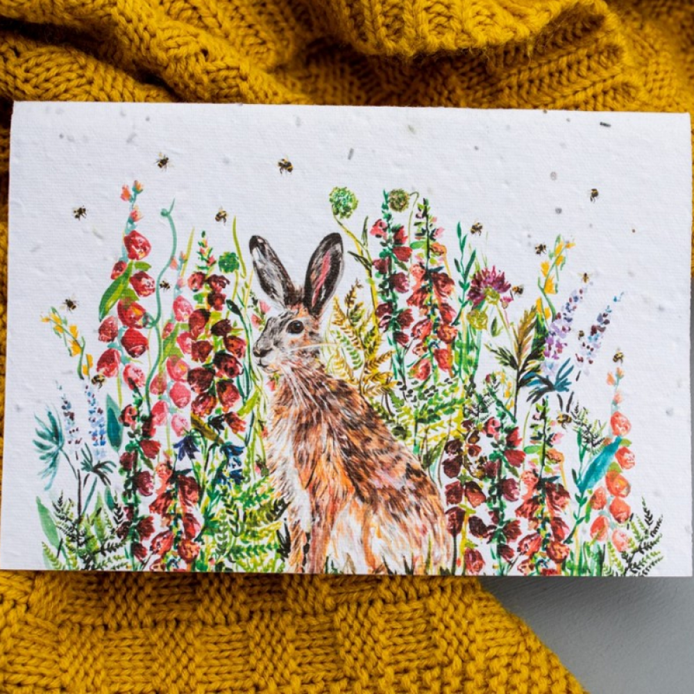 Hare in Meadow | Plantable Seed Card