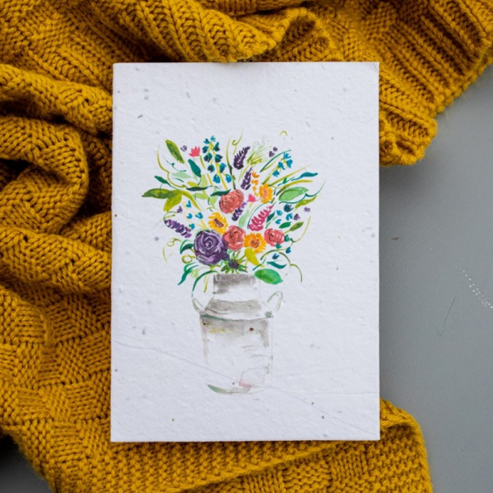 Floral Milk Churn | Plantable Seed Card