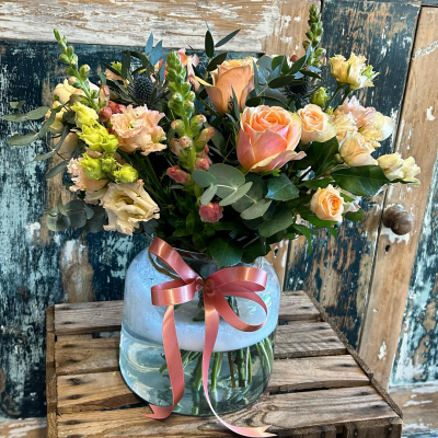 Florist Choice Vase Arrangement (Vibrant) - Send a vase of beautiful seasonal flowers with your local, independent florist, Sorrel and Sage Florist. Based in Parbold, they offer same day delivery and collection options.