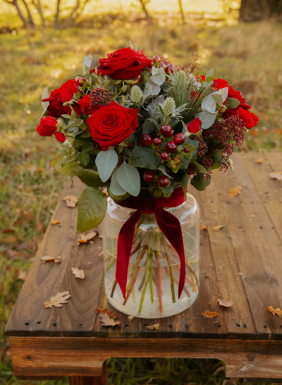 Seasonal Florist Choice Vase | Festive Flowers - Send festive flowers to your loved ones this Christmas, choose your local florist and receive same day delivery to Parbold, Newburgh, Rufford, Mawdesley, Wrightingon, Appley Bridge
