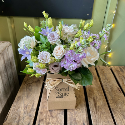 Mother's Day Florist Choice Standard Boxed Bouquet - Beautiful Mother's Day bouquets created by your local, independent florist - Sorrel and Sage Florist in Parbold. Order today for delivery to WN8, WN6, L39, L40, PR7 postcodes.